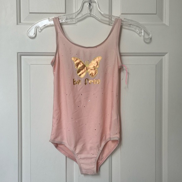 NWOT Young Hearts Pink Glitter Butterfly Swimsuit 7 - Picture 2 of 12